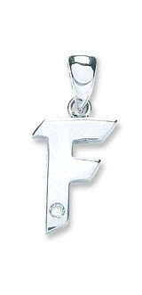 9ct White Gold 0.01ct Diamond F Initial