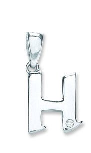 9ct White Gold 0.01ct Diamond H Initial