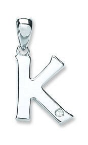 9ct White Gold 0.01ct Diamond K Initial