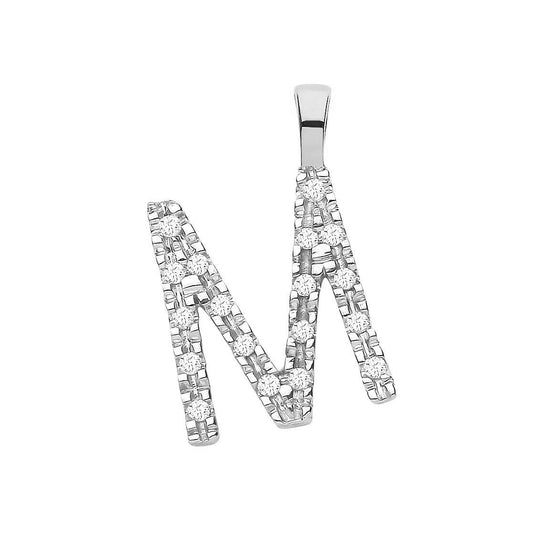 9ct White Gold 0.06ct Diamond M Initial - Luxury Watch - Certified Authentic - Swiss Made – Luxury Watch by Imperial T