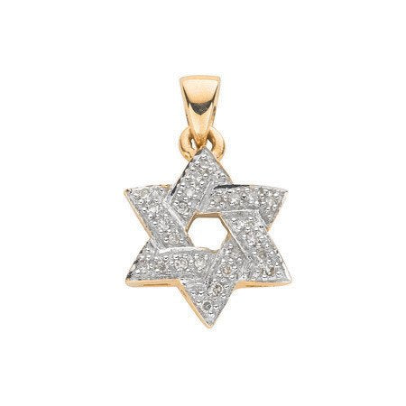 9ct Yellow Gold 0.15ct Diamond Star of David Pendant - Fine Necklace - Certified Authentic – Luxury Jewellery by Imper