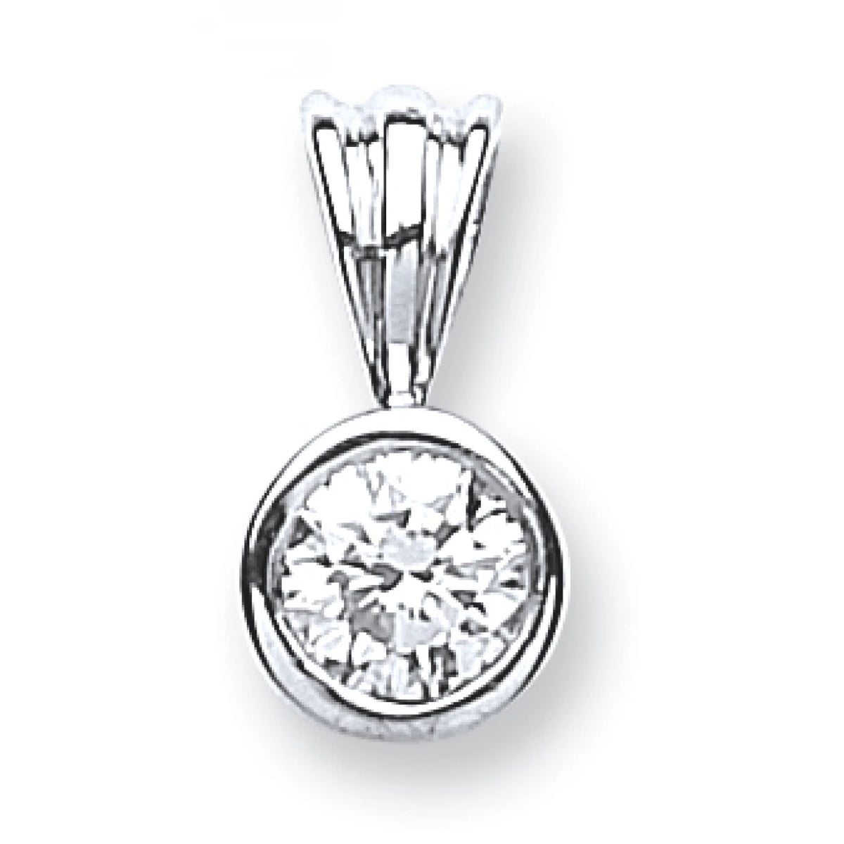 18ct White Gold 0.25ct Rubover Set Diamond Solitaire Pendant