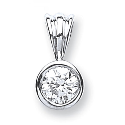 18ct White Gold 0.25ct Rubover Set Diamond Solitaire Pendant