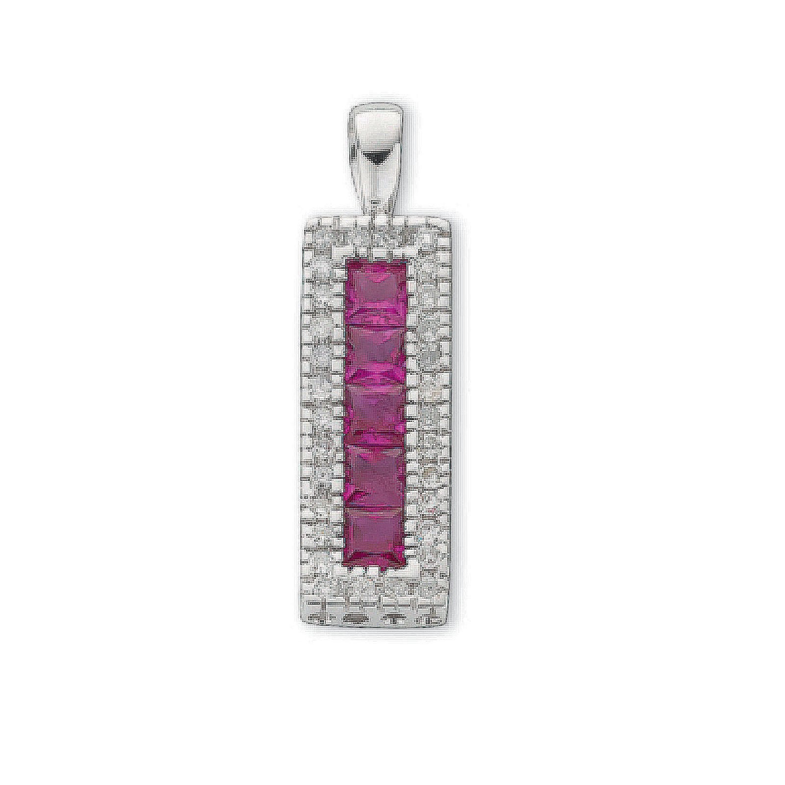 9ct White Gold 0.16ct Diamond & 0.70ct Ruby Drop Pendant - Fine Necklace - Certified Authenti – Luxury Jewellery by Im