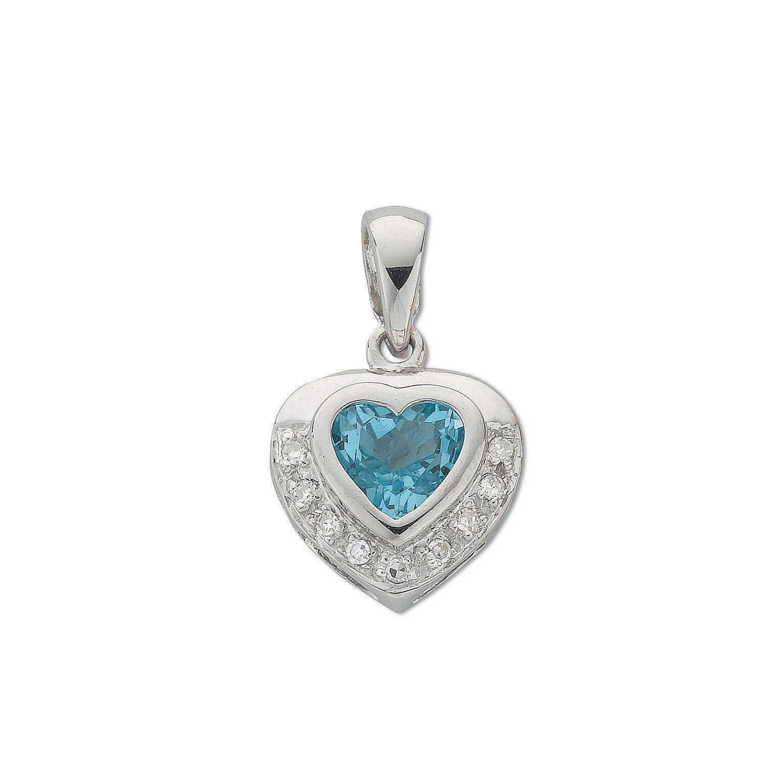 9ct White Gold 0.04ct Diamond & 0.90ct Blue Topaz Diamond Pendant - Fine Necklace - Certified – Luxury Jewellery by Im