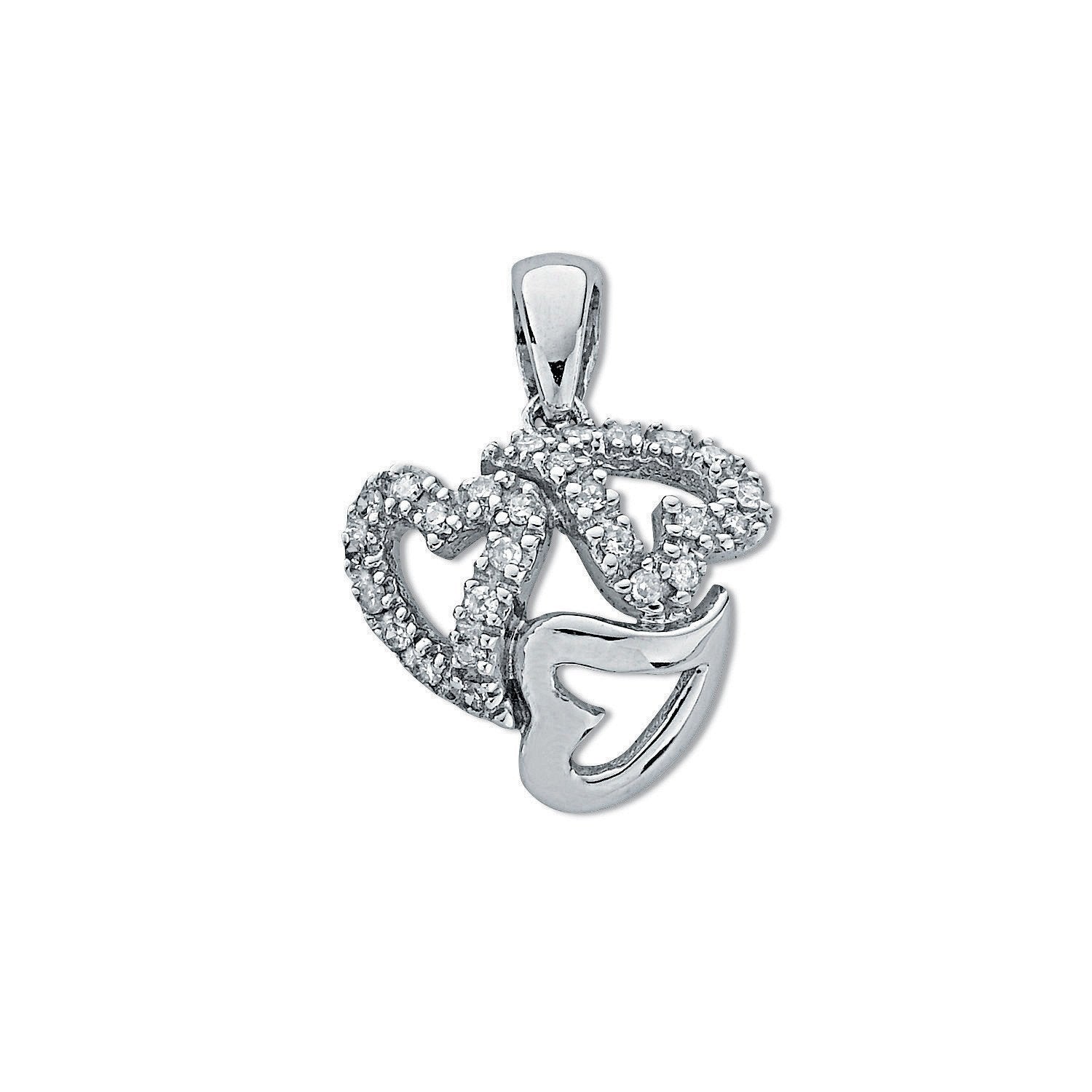 9ct White Gold 0.13ct Diamond Heart Pendant - Fine Necklace - Certified Authentic - Swiss Mad – Luxury Jewellery by Im