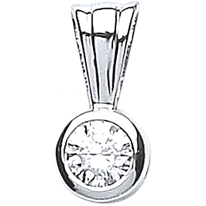 18ct White Gold 0.15ct Rubover Set Diamond Solitaire Pendant