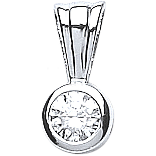 18ct White Gold 0.15ct Rubover Set Diamond Solitaire Pendant