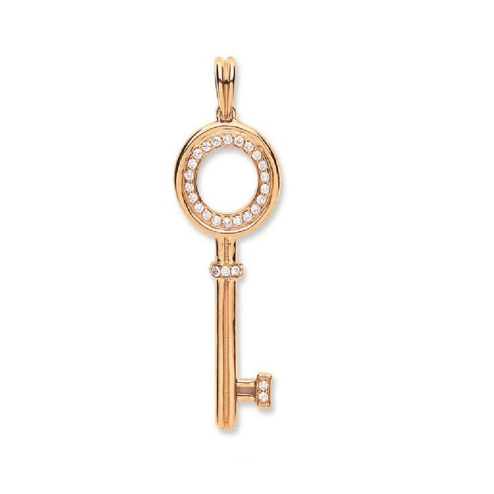 18ct Rose Gold 0.18ct Diamond Key