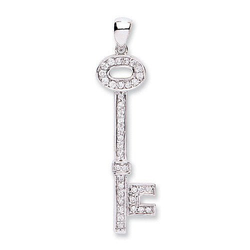 18ct White Gold 0.22ct Diamond Key