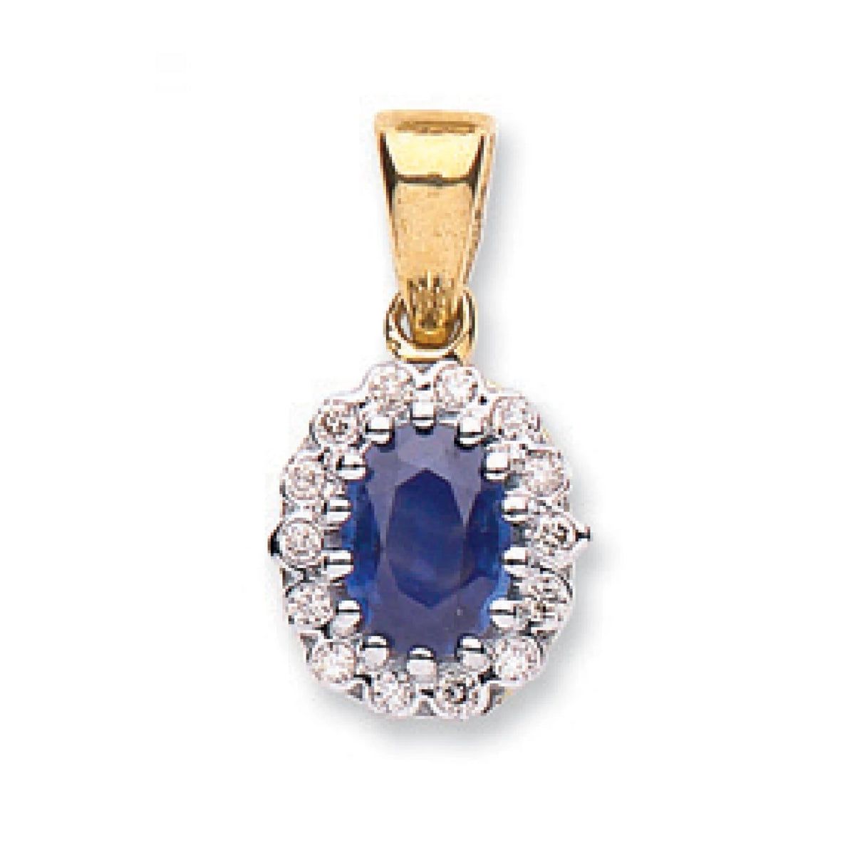 9ct Yellow Gold 0.12ct Diamond & 0.80ct Sapphire Pendant