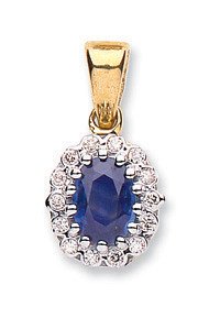9ct Yellow Gold 0.12ct Diamond & 0.80ct Sapphire Pendant - Fine Necklace - Certified Authenti – Luxury Jewellery by Im