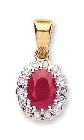 9ct Yellow Gold 0.12ct Diamond & 0.90ct Ruby Pendant - Fine Necklace - Certified Authentic – Luxury Jewellery by Imper