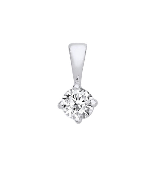 18ct White Gold 0.35ct Claw Set Diamond Solitaire Pendant
