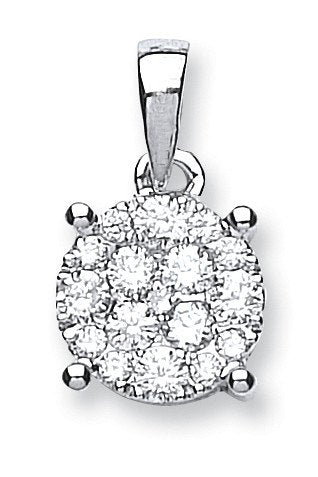 18ct White Gold 0.50ct Diamond Cluster Pendant
