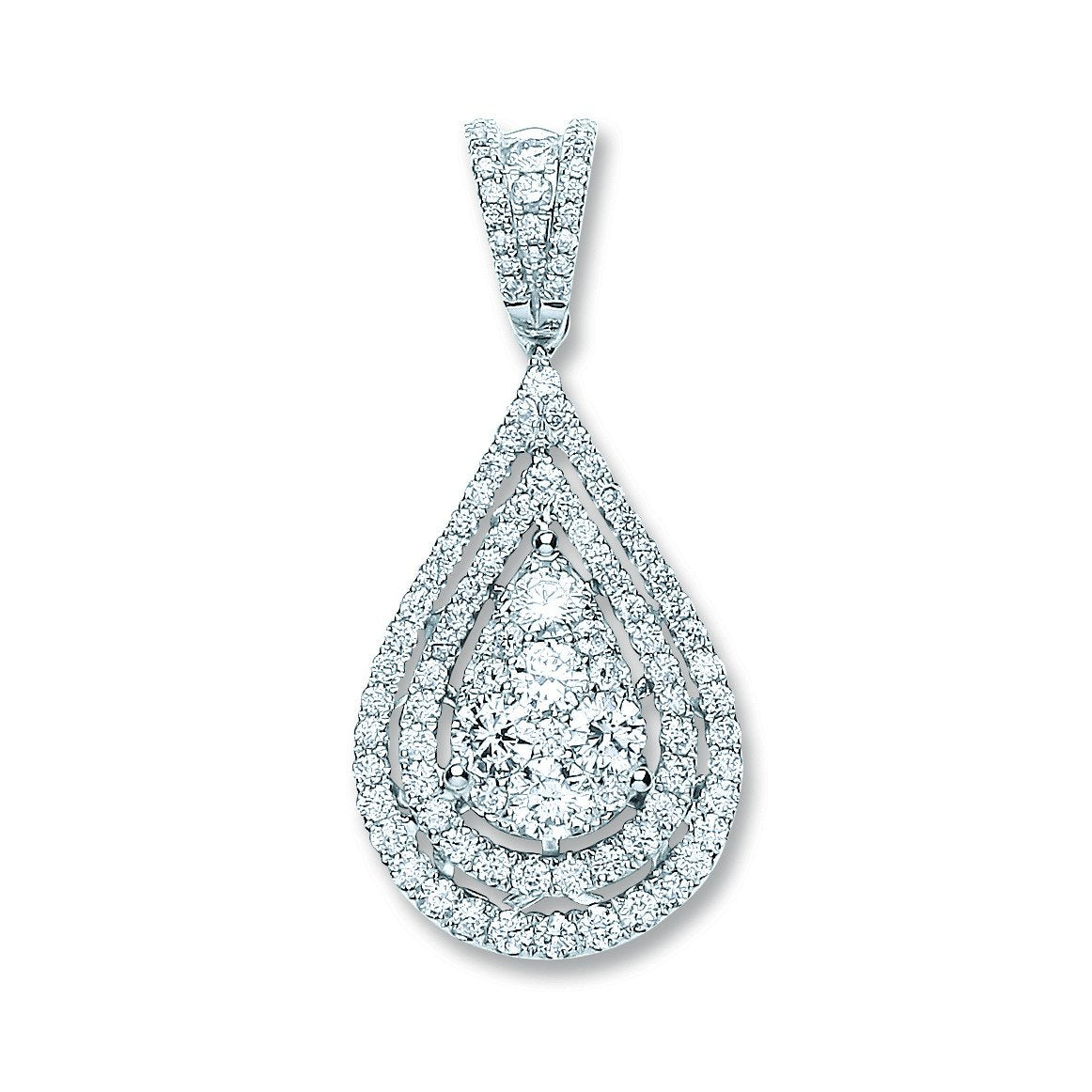 18ct White Gold 1.30ct Diamond Drop Pendant