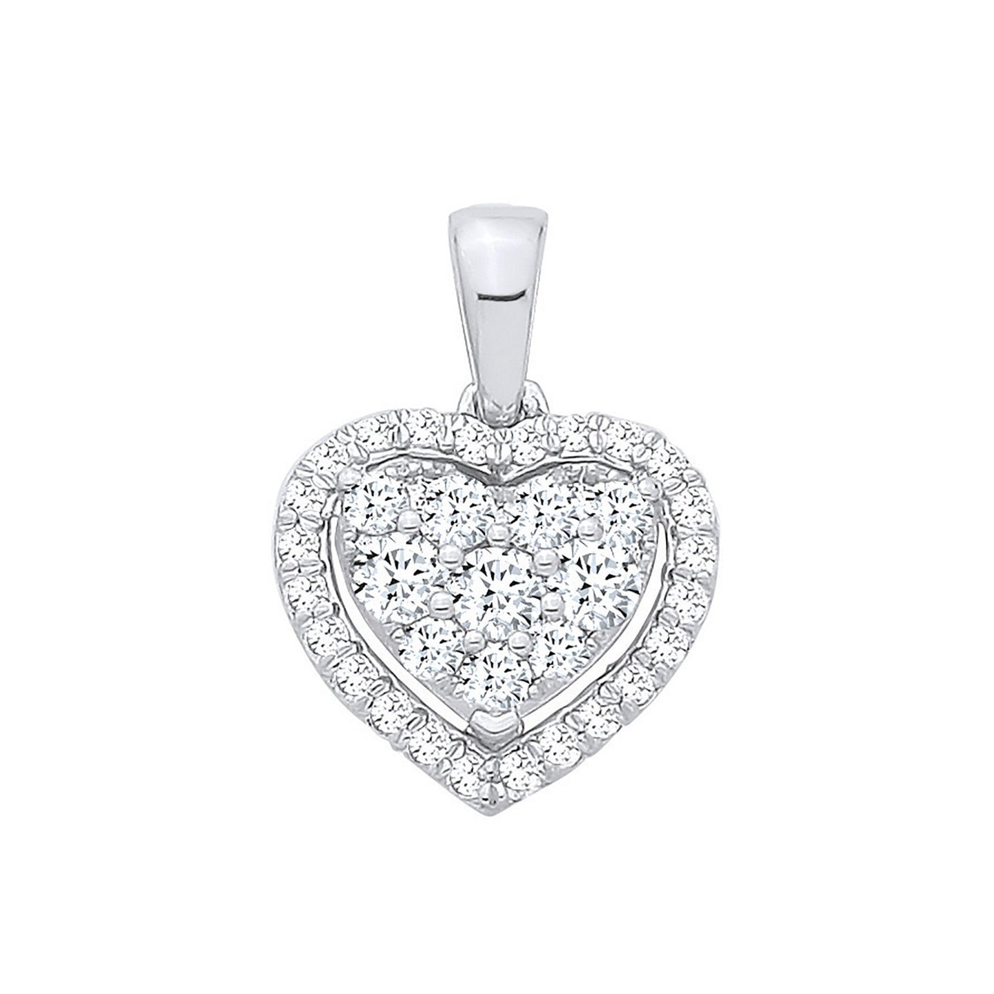 18ct White Gold 0.40ct Diamond Heart Pendant