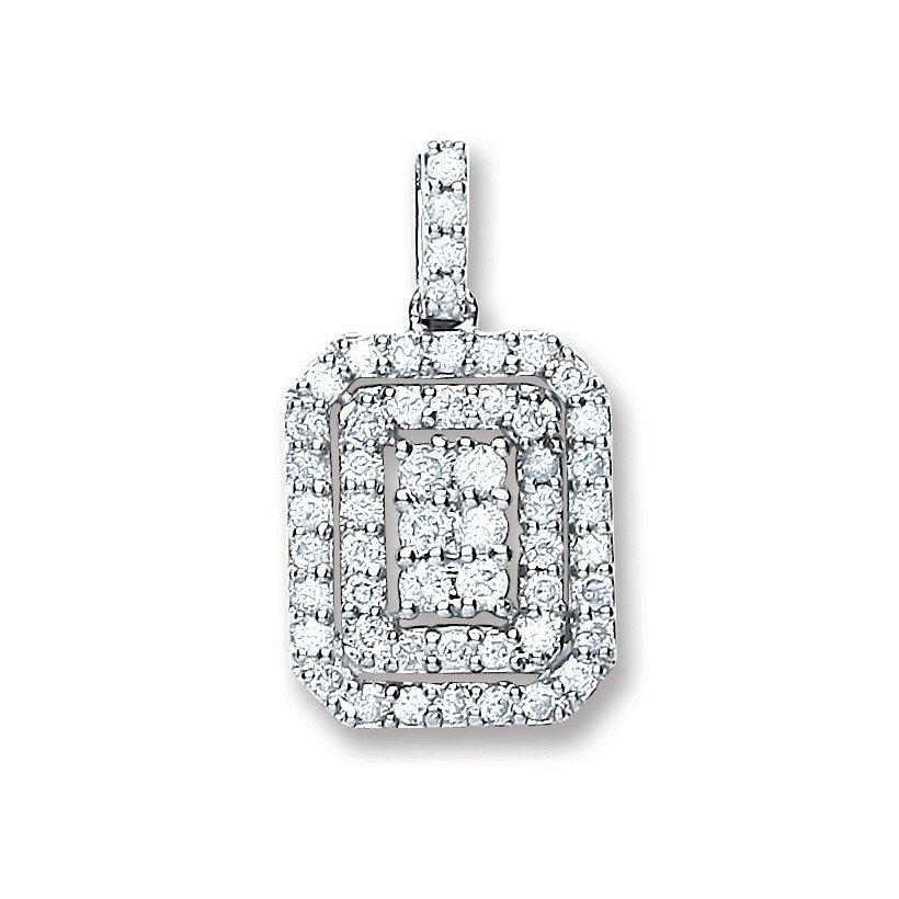9ct White Gold 0.55ct Diamond Fancy Pendant - Fine Necklace - Certified Authentic - Swiss Mad – Luxury Jewellery by Im