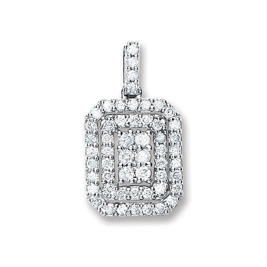 9ct White Gold 0.55ct Diamond Fancy Pendant - Fine Necklace - Certified Authentic - Swiss Mad – Luxury Jewellery by Im