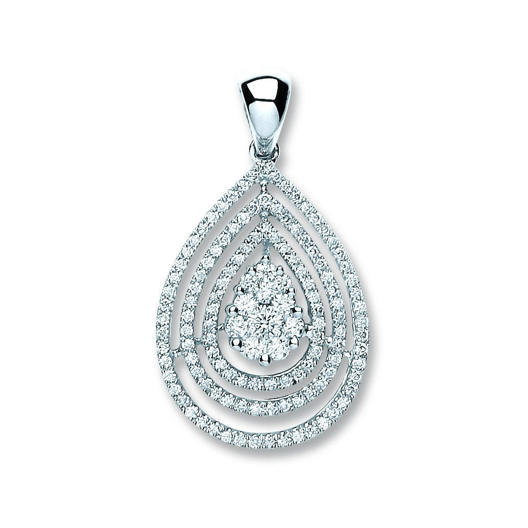 18ct White Gold 0.60ct Diamond Drop Pendant