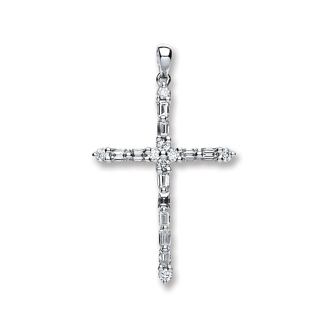 18ct White Gold 0.44ct Diamond Cross Pendant