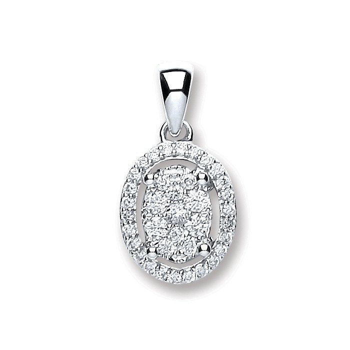 18ct White Gold 0.23ct Diamond Oval Shape Pendant