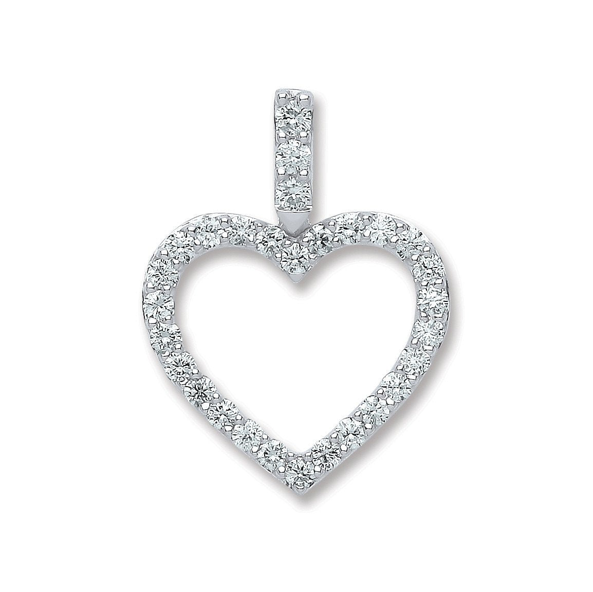 18ct White Gold 0.60ct Gh-vs Diamond Drop Heart Pendant