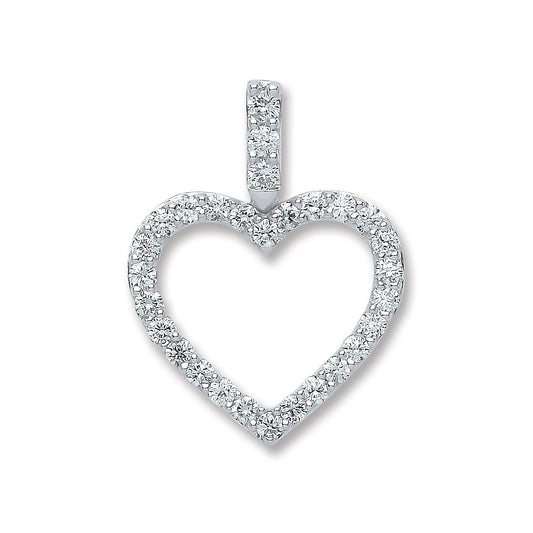 18ct White Gold 0.60ct Gh-vs Diamond Drop Heart Pendant