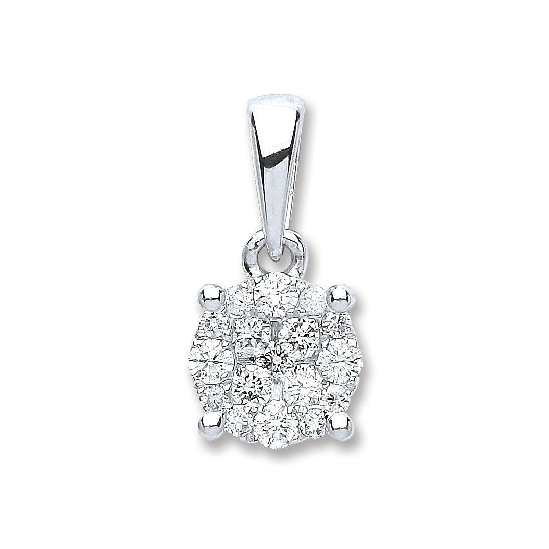 18ct White Gold 0.25ct Diamond Cluster Pendant