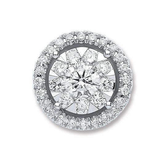 18ct White Gold 0.60ct Diamond Cluster Pendant