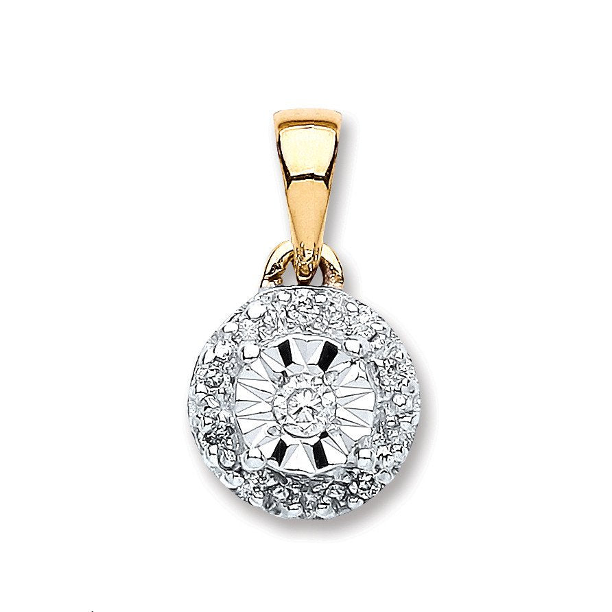9ct Yellow Gold 0.07ct Diamond Pendant - Fine Necklace - Certified Authentic - Swiss Made – Luxury Jewellery by Imperi