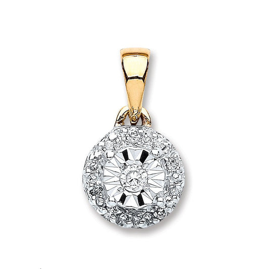 9ct Yellow Gold 0.07ct Diamond Pendant - Fine Necklace - Certified Authentic - Swiss Made – Luxury Jewellery by Imperi