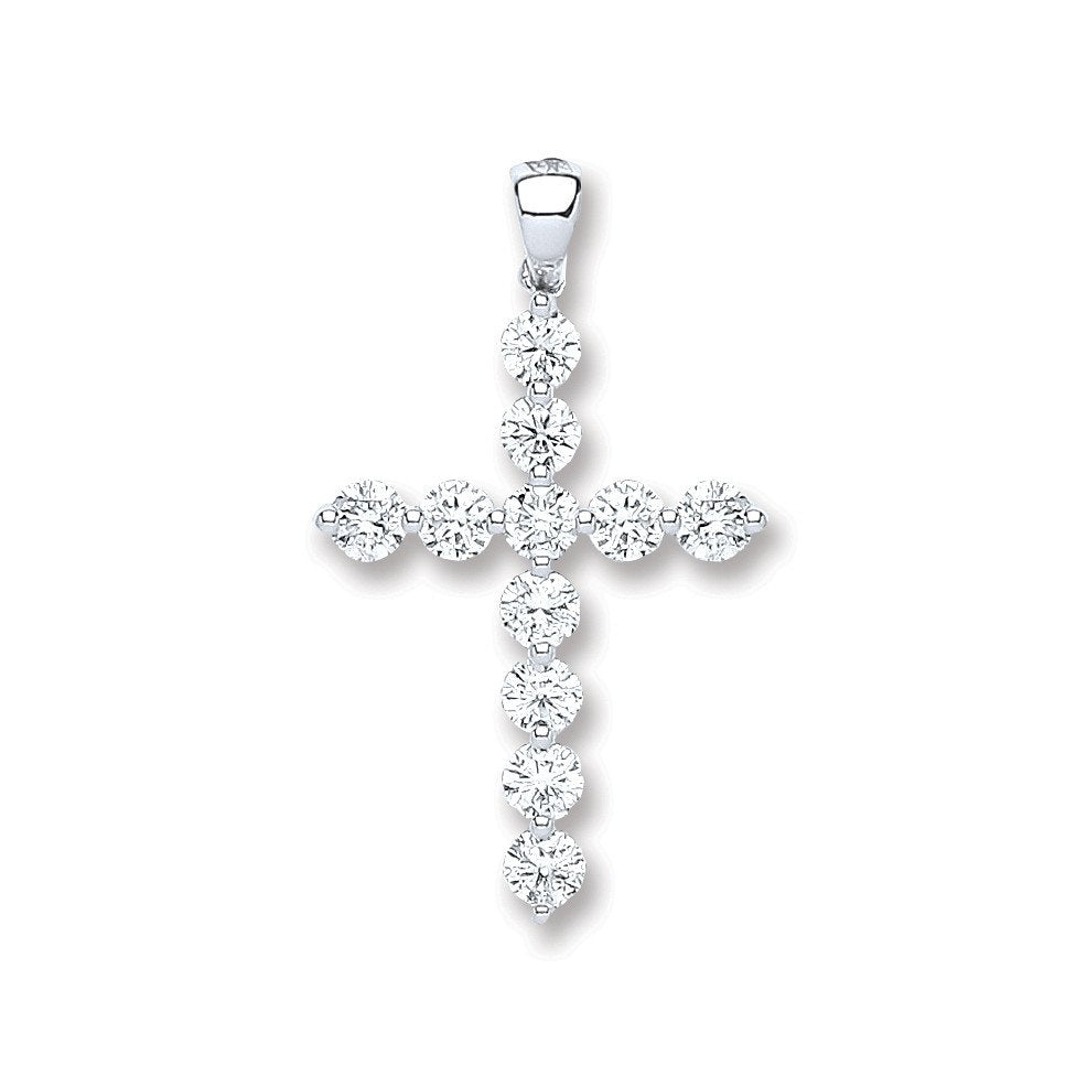 18ct White Gold 0.70ct Diamond Cross Pendant