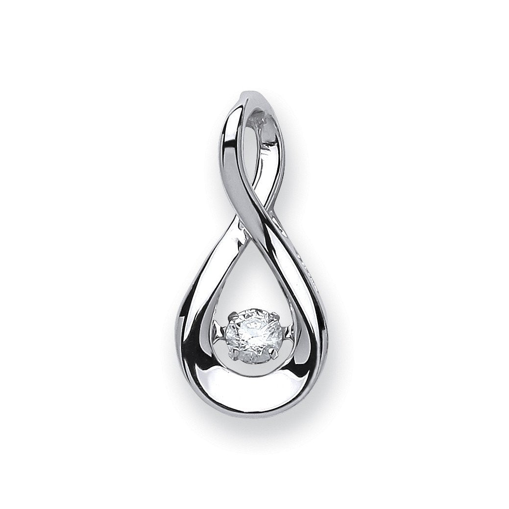9ct White Gold 0.10ct Dancing Diamond Drop Pendant - Fine Necklace - Certified Authentic – Luxury Jewellery by Imperia