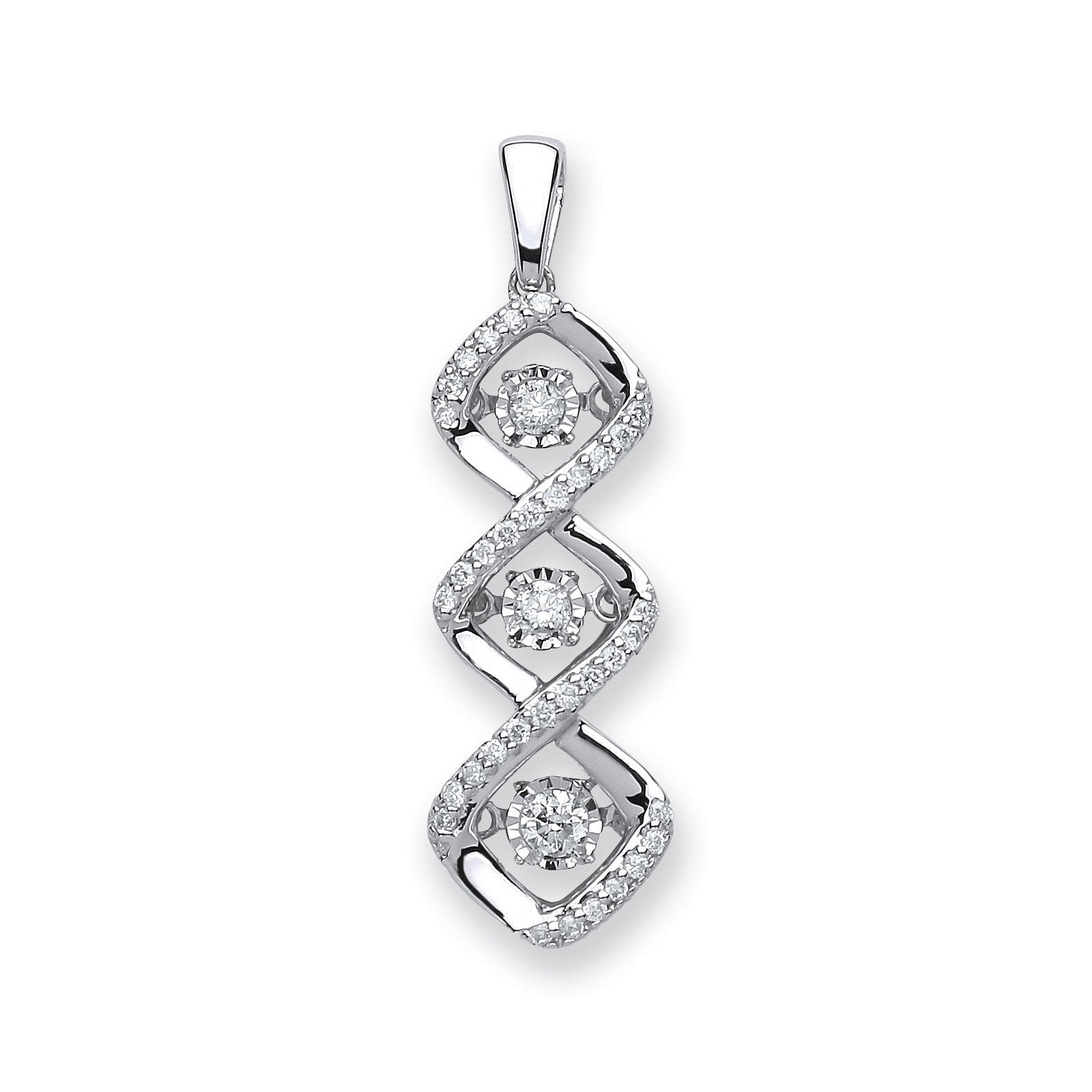 9ct White Gold 0.25ct Dancing Diamond Drop Pendant - Fine Necklace - Certified Authentic – Luxury Jewellery by Imperia