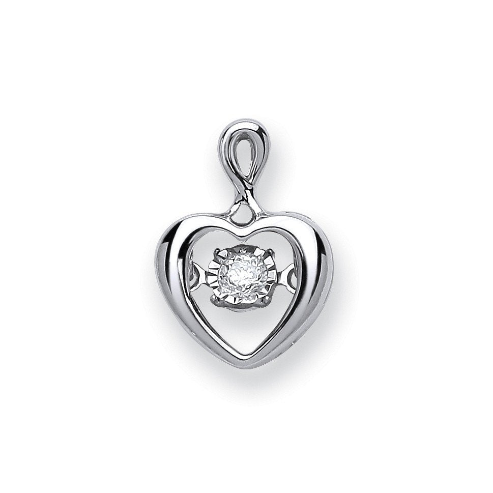 9ct White Gold 0.06ct Dancing Diamond Heart Pendant - Fine Necklace - Certified Authentic – Luxury Jewellery by Imperi