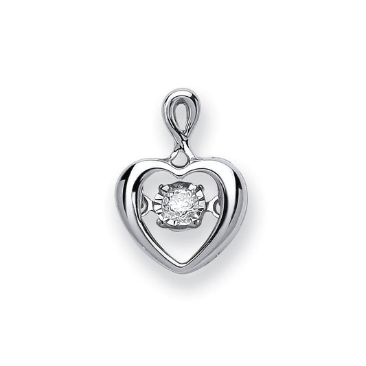 9ct White Gold 0.06ct Dancing Diamond Heart Pendant - Fine Necklace - Certified Authentic – Luxury Jewellery by Imperi