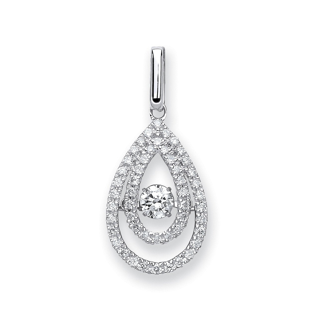 9ct White Gold 0.38ct Dancing Diamond Drop Pendant - Fine Necklace - Certified Authentic – Luxury Jewellery by Imperia