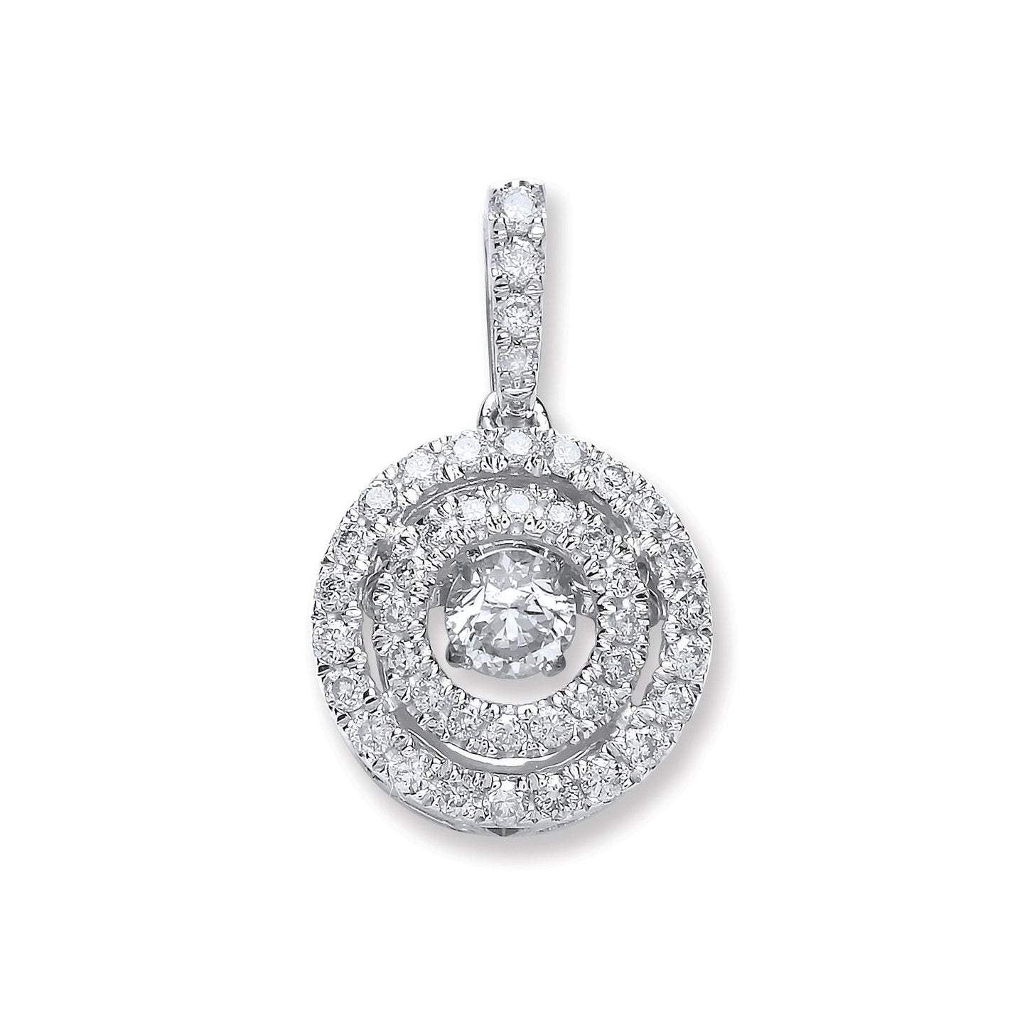 9ct White Gold 0.33ct Dancing Diamond Circle Pendant - Fine Necklace - Certified Authentic – Luxury Jewellery by Imper