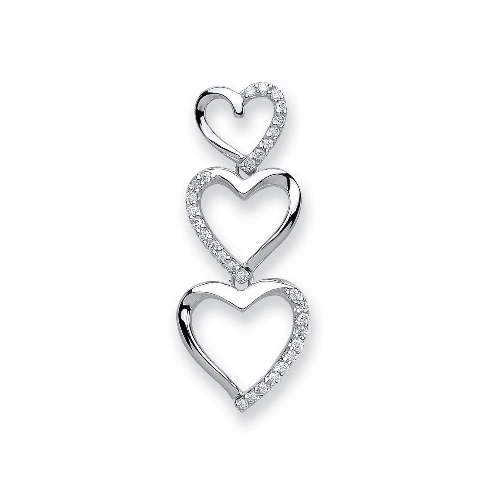 9ct White Gold 0.15ct Diamond Heart Pendant - Fine Necklace - Certified Authentic - Swiss Mad – Luxury Jewellery by Im