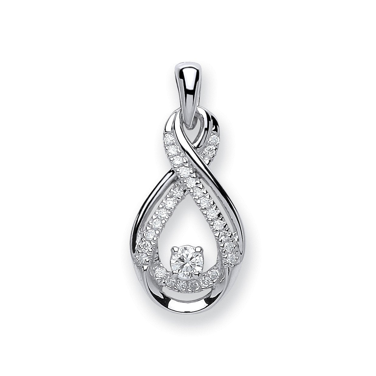 9ct White Gold 0.20ct Diamond Pendant - Fine Necklace - Certified Authentic - Swiss Made – Luxury Jewellery by Imperia