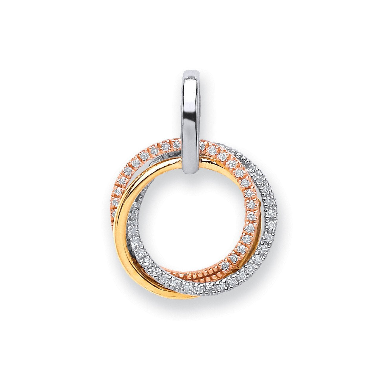9ct 3 Colour Gold 0.15ct Diamond Circle Pendant - luxury watches London - Kensington  jeweller | Imperial Time UK Ltd, Kensington