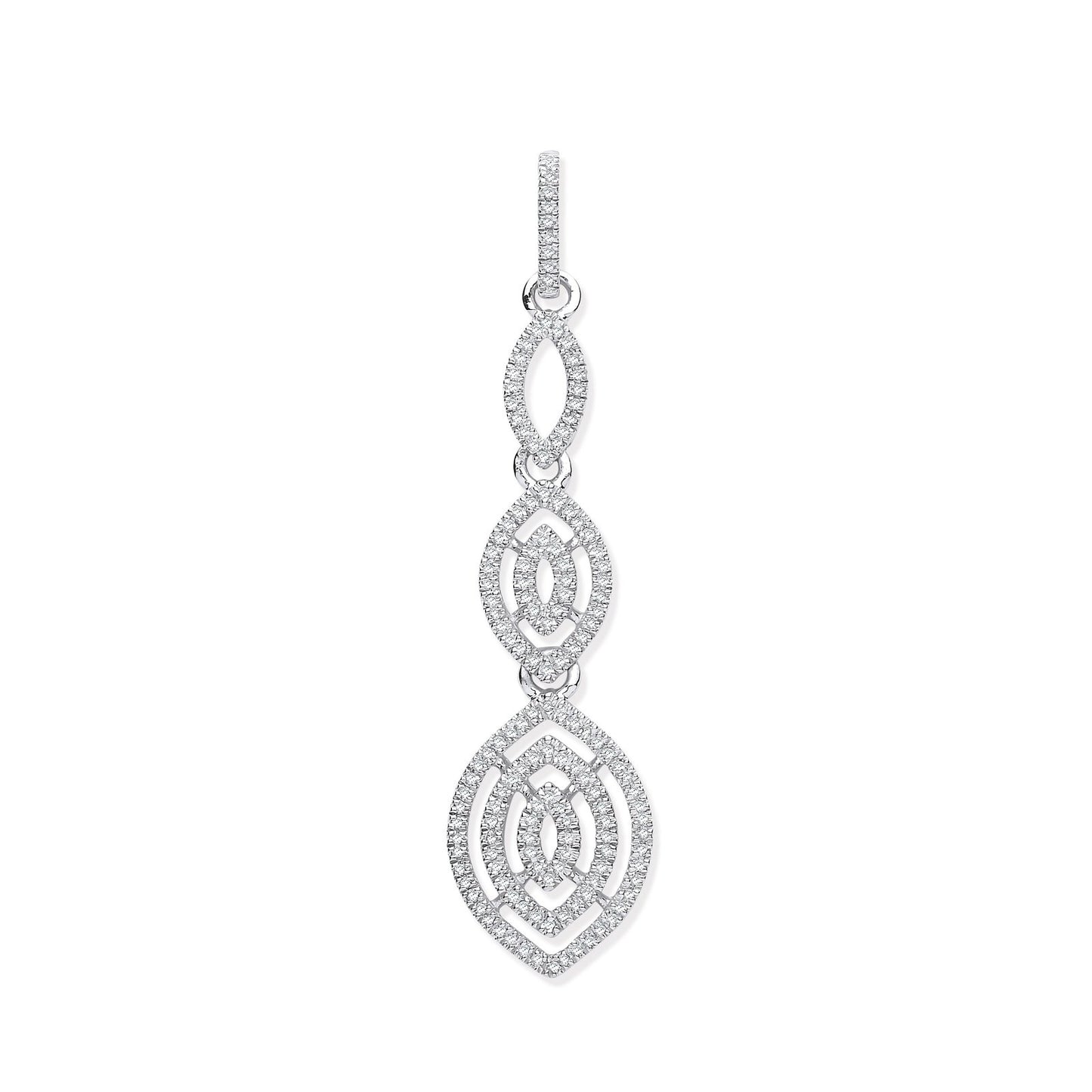 9ct White Gold Drop 0.25ct Diamond Pendant - Fine Necklace - Certified Authentic - Swiss Made – Luxury Jewellery by Im