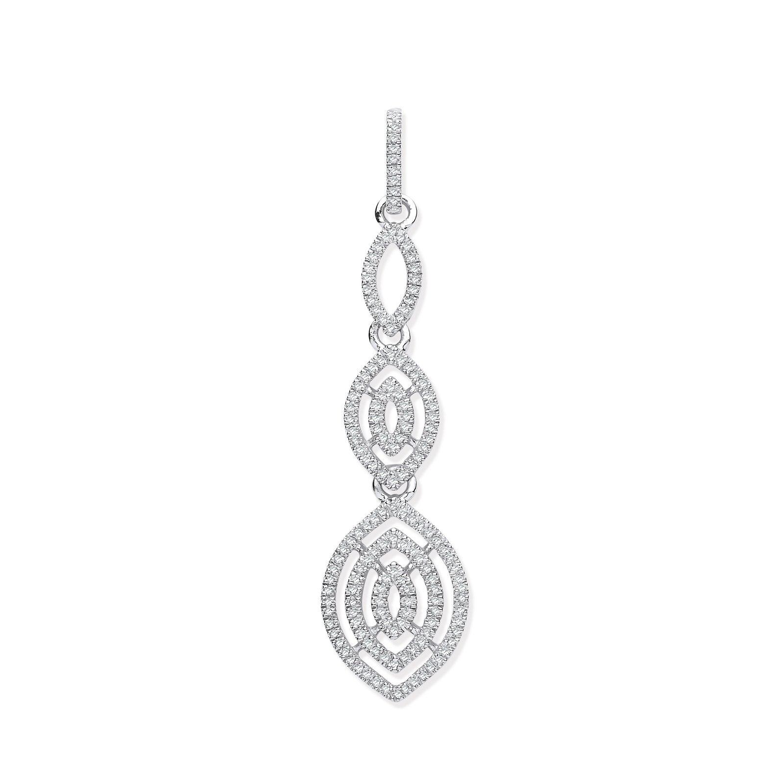 9ct White Gold Drop 0.25ct Diamond Pendant - Fine Necklace - Certified Authentic - Swiss Made – Luxury Jewellery by Im