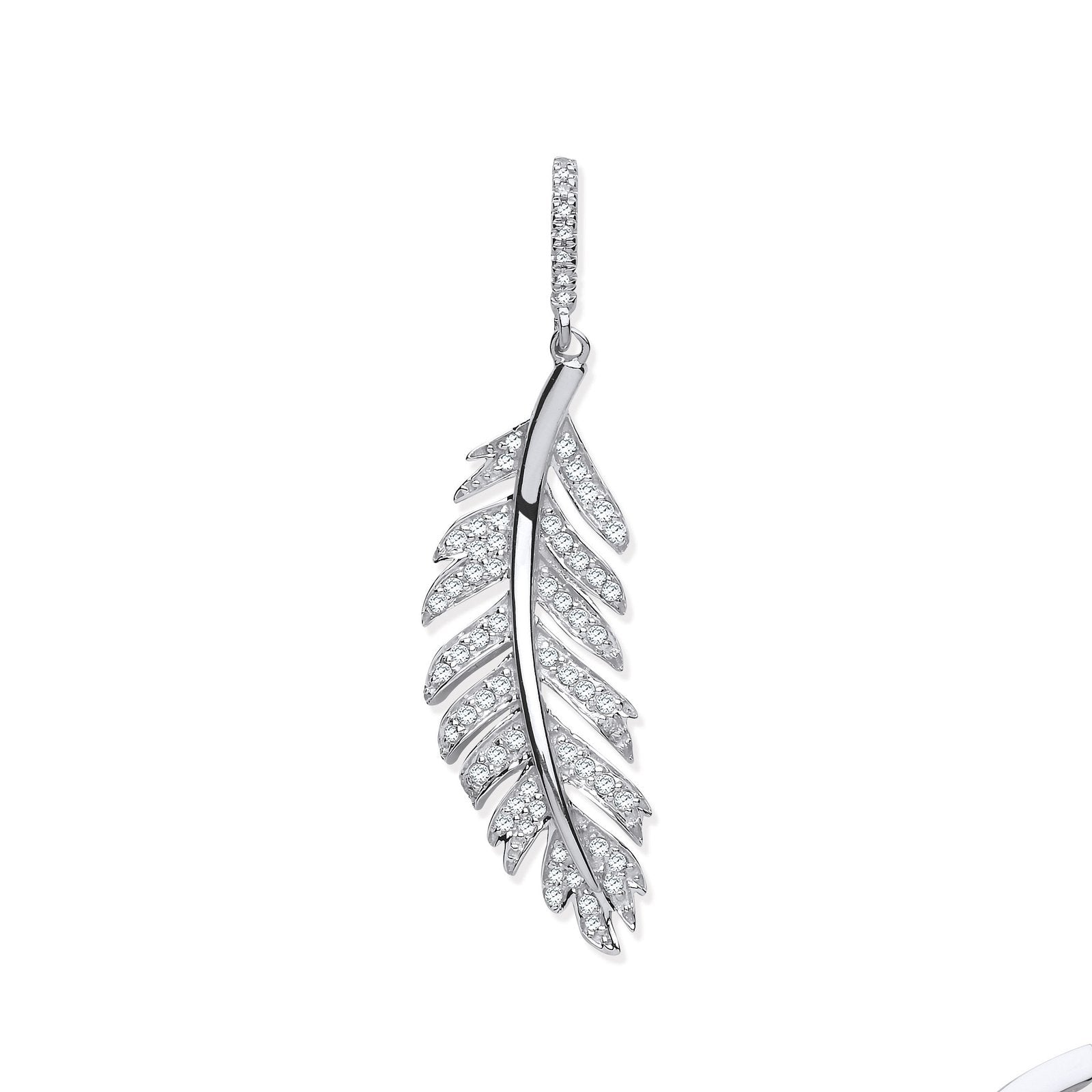 9ct White Gold 0.30ct Feather Shape Diamond Pendant - Fine Necklace - Certified Authentic – Luxury Jewellery by Imperi