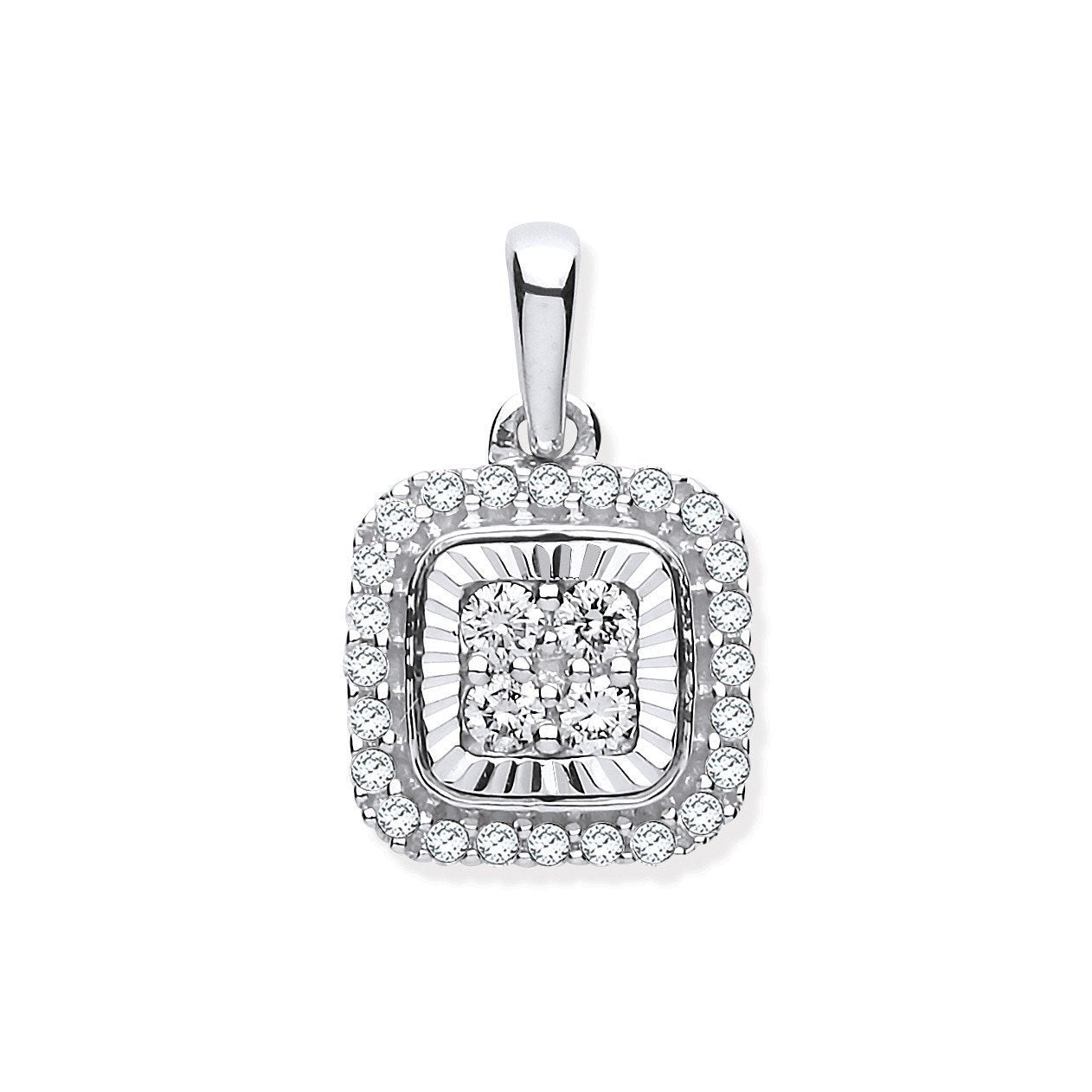 9ct White Gold D/C Bezel Square 0.25ctw Diamond Pendant - Fine Necklace - Certified Authentic – Luxury Jewellery by Im