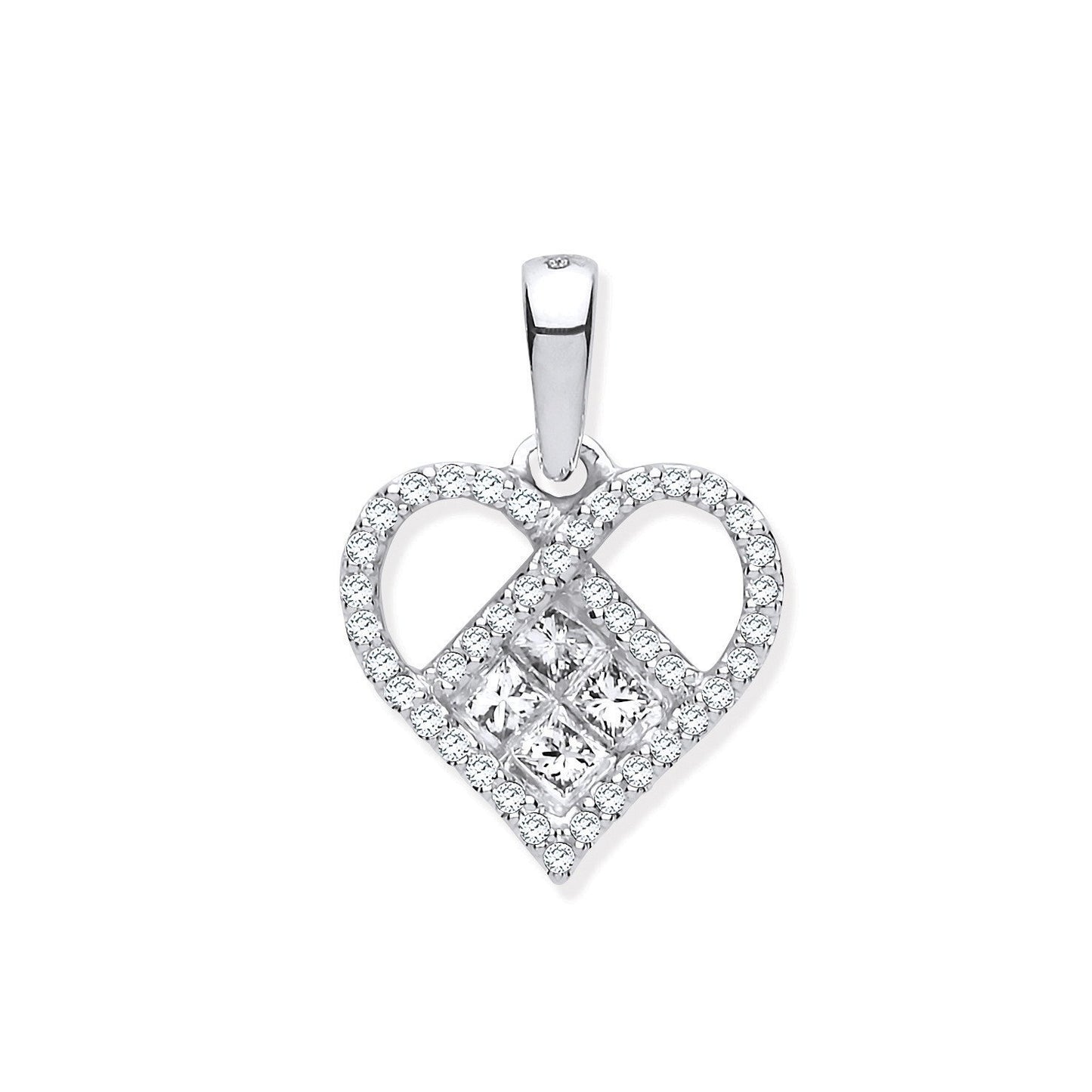 9ct White Gold 0.33ctw Heart Diamond Pendant - Fine Necklace - Certified Authentic - Swiss Ma – Luxury Jewellery by Im