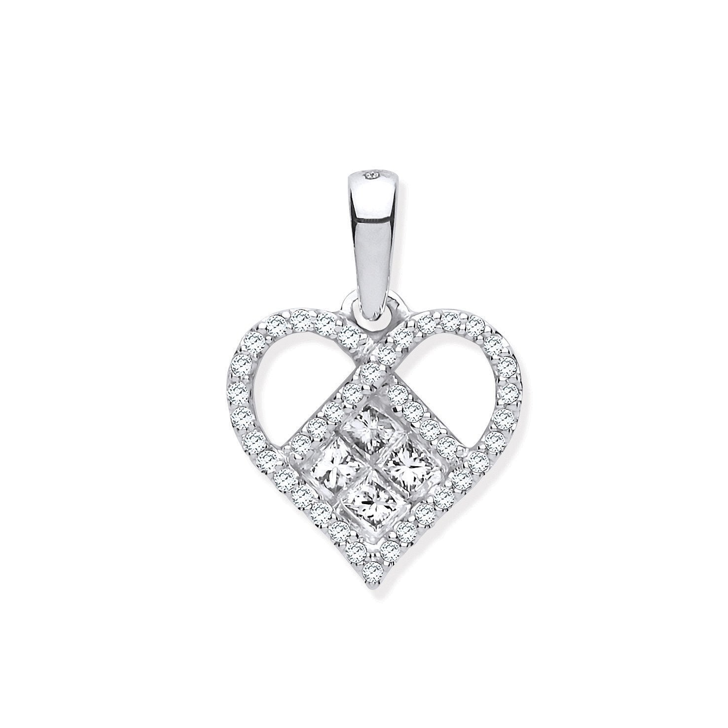 9ct White Gold 0.33ctw Heart Diamond Pendant - Fine Necklace - Certified Authentic - Swiss Ma – Luxury Jewellery by Im