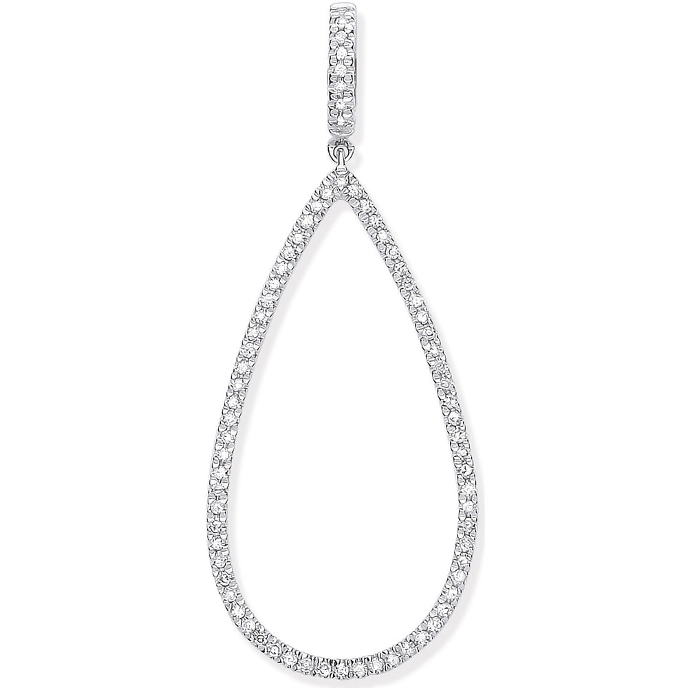 9ct White Gold 0.23ct Pear Shaped Drop Pendant – product view