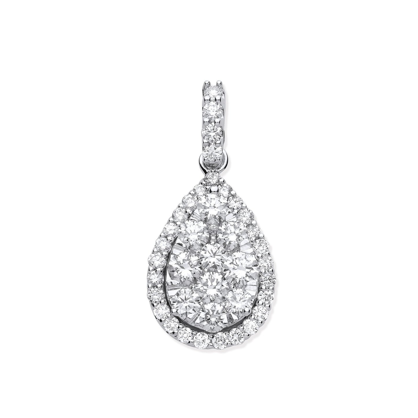 18ct White Gold 1.62ct Pear Shaped Drop Pendant